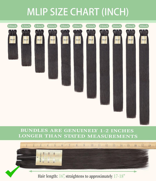 16A Raw Indian Human Hair Bundles Straight 16-20 Inch No Tangle Silky Weave