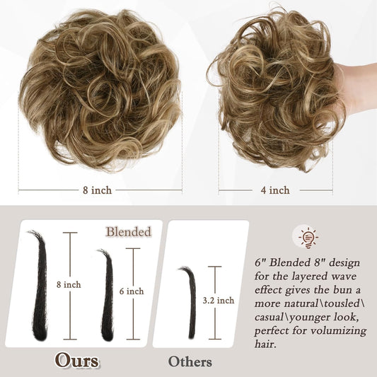 Messy Bun Hair Piece  Human Hair Wavy Curly Updo Ponytail Extension for Women