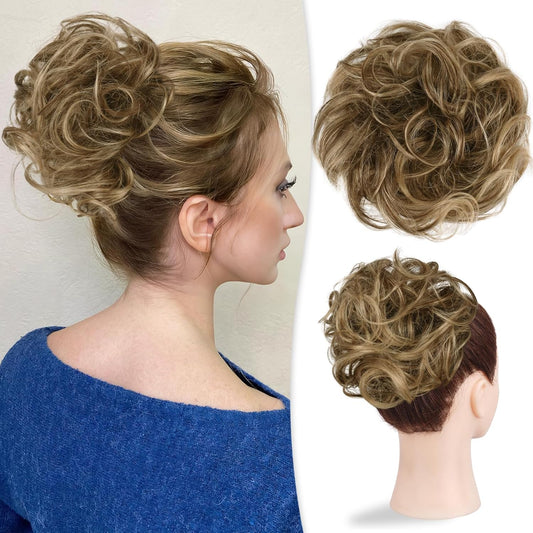 Messy Bun Hair Piece  Human Hair Wavy Curly Updo Ponytail Extension for Women