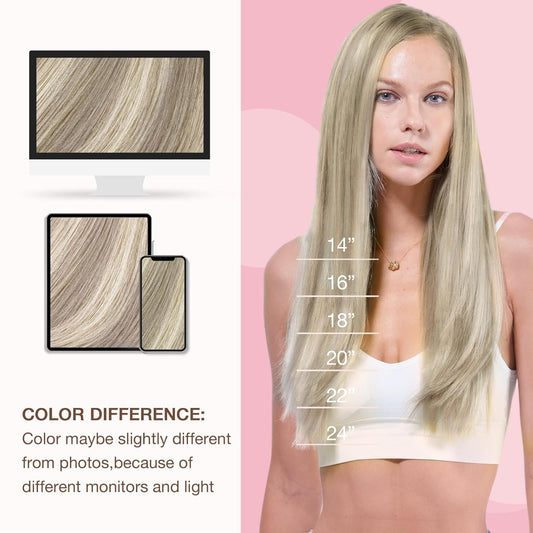Remy Human Hair Weft Extensions 18 Inch Balayage Blonde